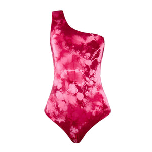 Maio Um Ombro Só Luisa Tie Dye Marsala da Lili Sampedro Moda Praia Feminina