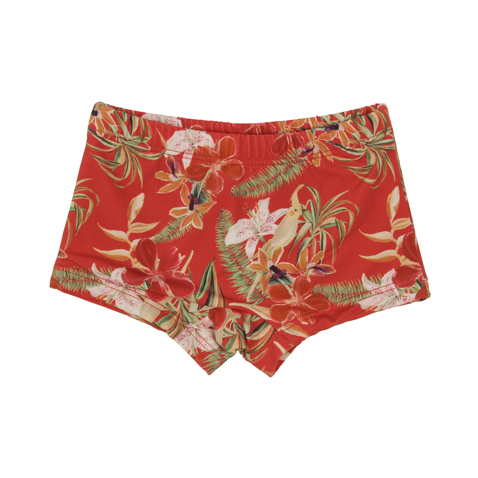 Sunga Infantil de Praia estampada Flores Vermelhas da Lili Sampedro