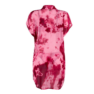 Camisa Alex Saída de Praia de Tule Tie Dye Marsala da Lili Sampedro Moda Praia