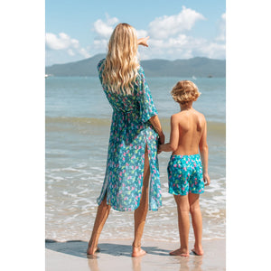 Saída de Praia Midi Vestido Kaftan Carol Estampado Cavalo Marinho da Lili Sampedro