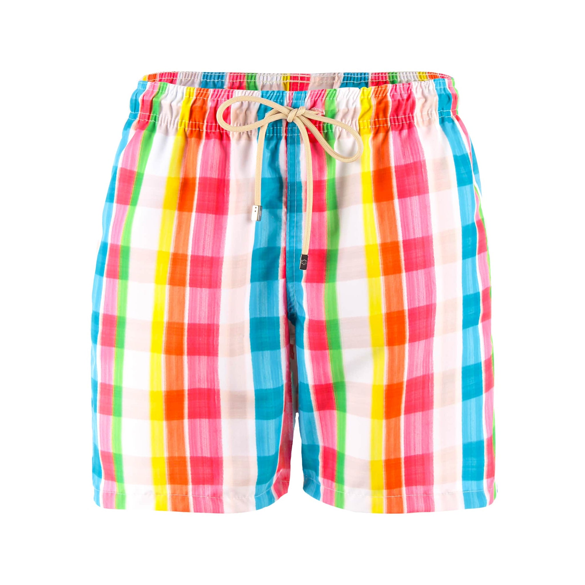 Short Adulto Masculino de Praia na Estampa Xadrez da Collab da Charada Conceito com a Lili Sampedro