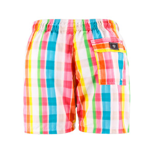 Short Adulto Masculino de Praia na Estampa Xadrez da Collab da Charada Conceito com a Lili Sampedro