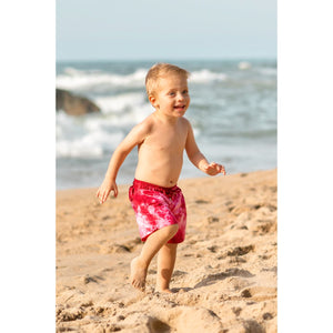 Short Infantil Masculino de Praia Tie Dye Marsala da Lili Sampedro Moda Praia Família