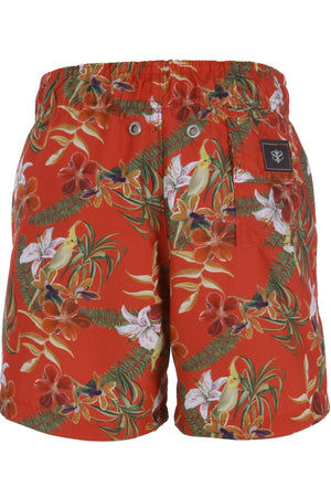 Short Infantil Masculino de Praia da Lili Sampedro Estampado Flores Vermelhas