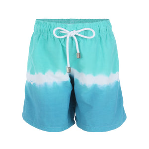 Short Bermuda Infantil de Praia Tie Dye Azul e Verde da Lili Sampedro