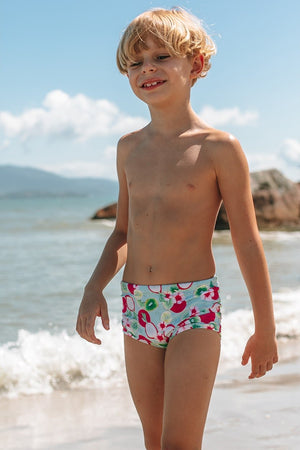 Sunga Infantil Masculina de Praia na Estampa Kiwi e Pitaya da Lili Sampedro