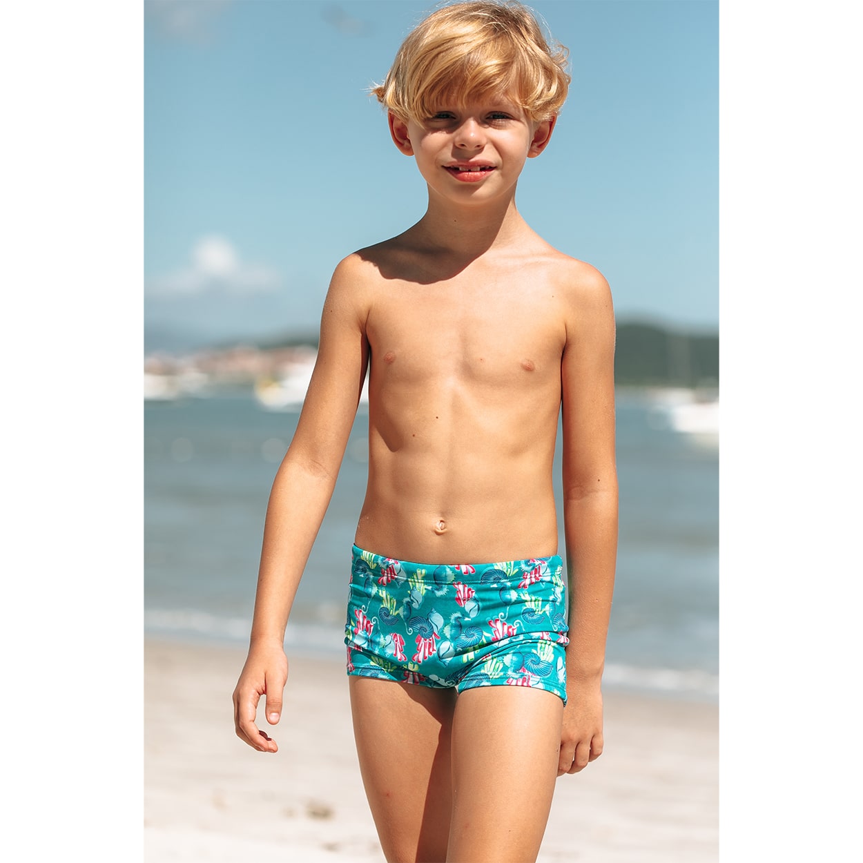 Sunguinha Infantil Masculina Moda Praia da Lili Sampedro na Estampa Cavalo Marinho