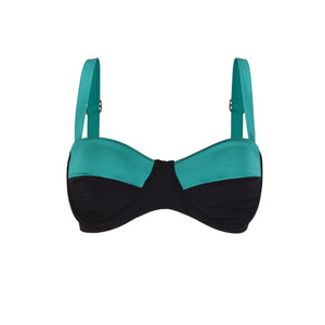 Top de Biquíni tipo Sutia Bi-color Preto e Verde da Lili Sampedro Moda Praia Brasileira