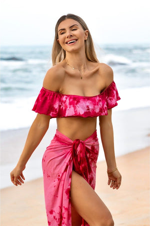 Saída de Praia Pareo Canga Saia Tie Dye Marsala Lili Sampedro Moda PRaia