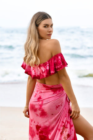 Saída de Praia Pareo Canga Saia Tie Dye Marsala Lili Sampedro Moda PRaia