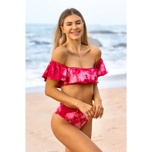 Top Nikki Modelo Ciganinha com Babadinho Tie Dye MArsala Lili Sampedro Moda Praia